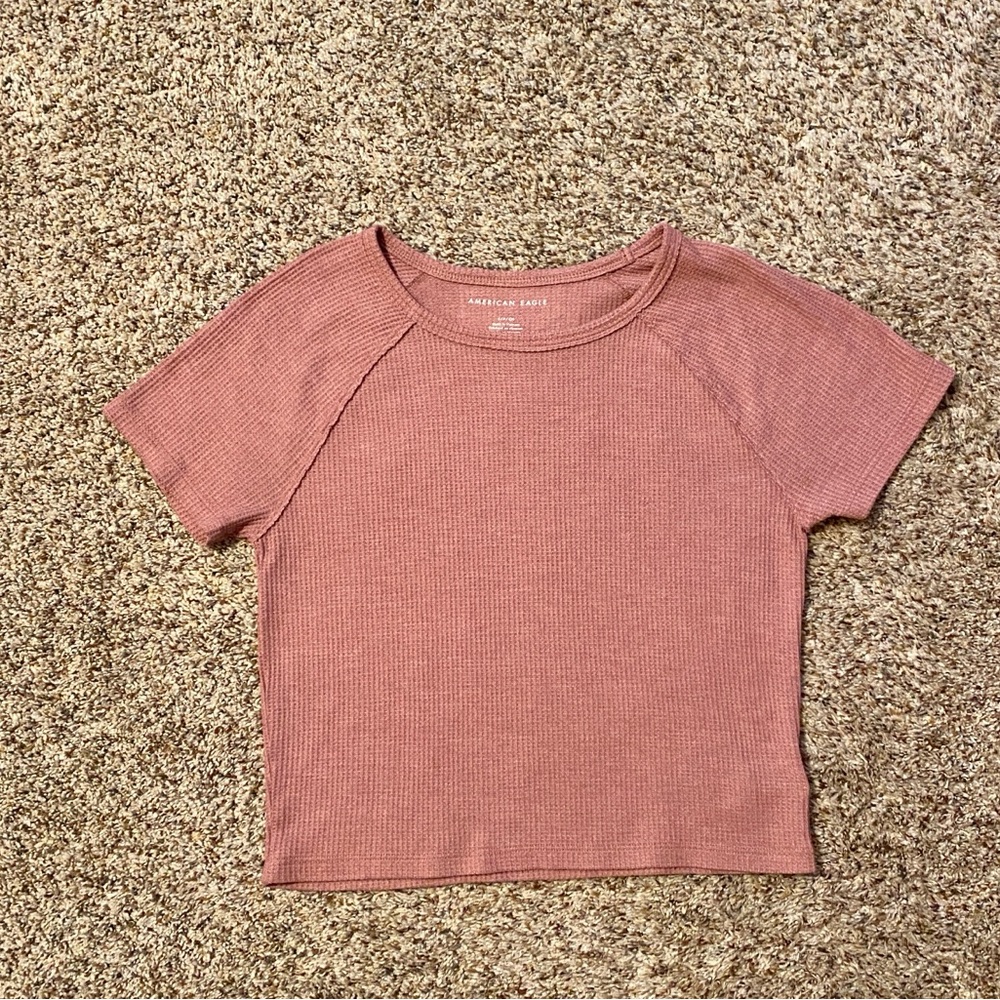 American Eagle Cropped Waffle Tee - Size S